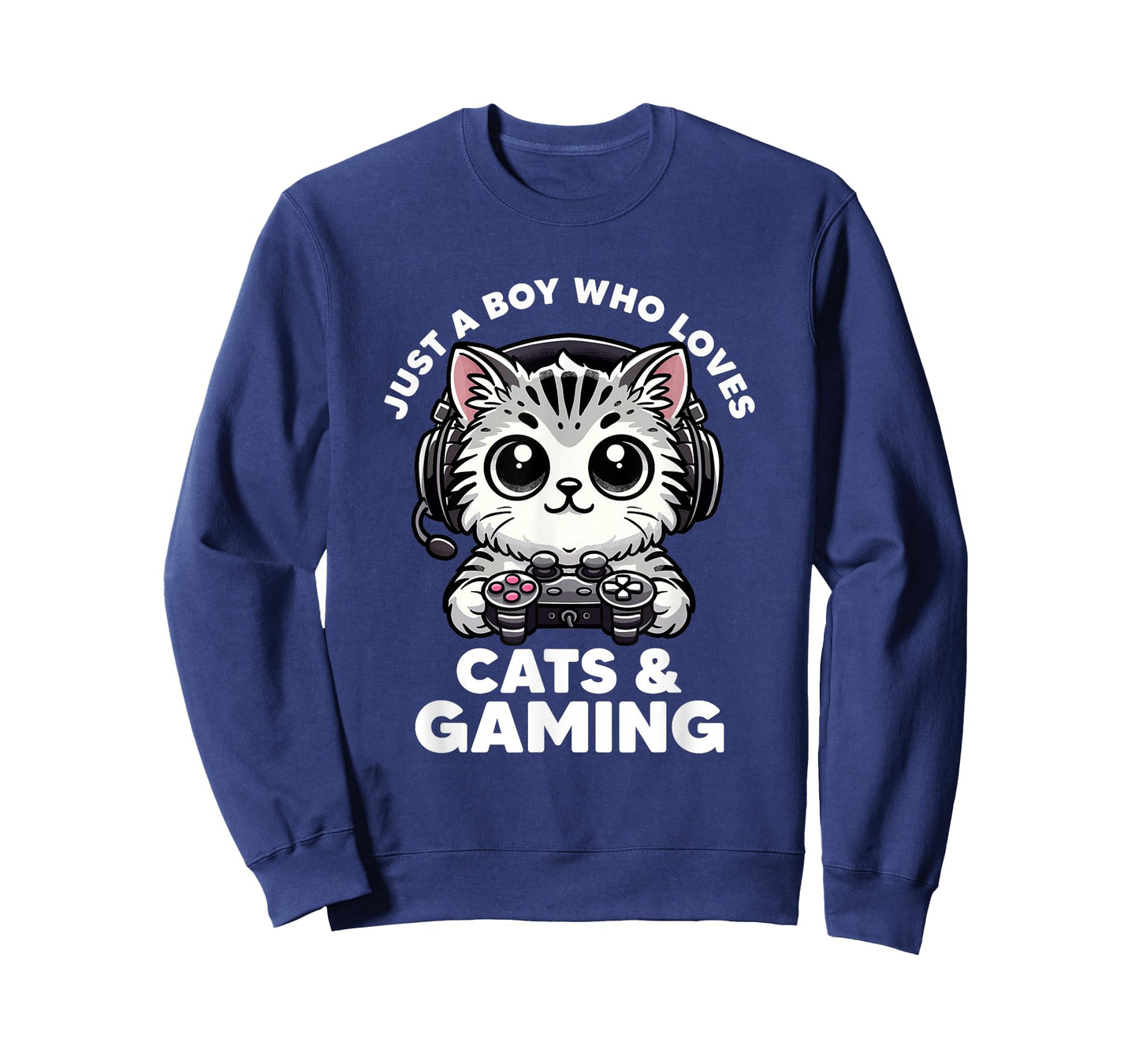 Just A Boy Who Loves Cats & Gaming Boy Cat Dad Funny Gamer T-Shirt