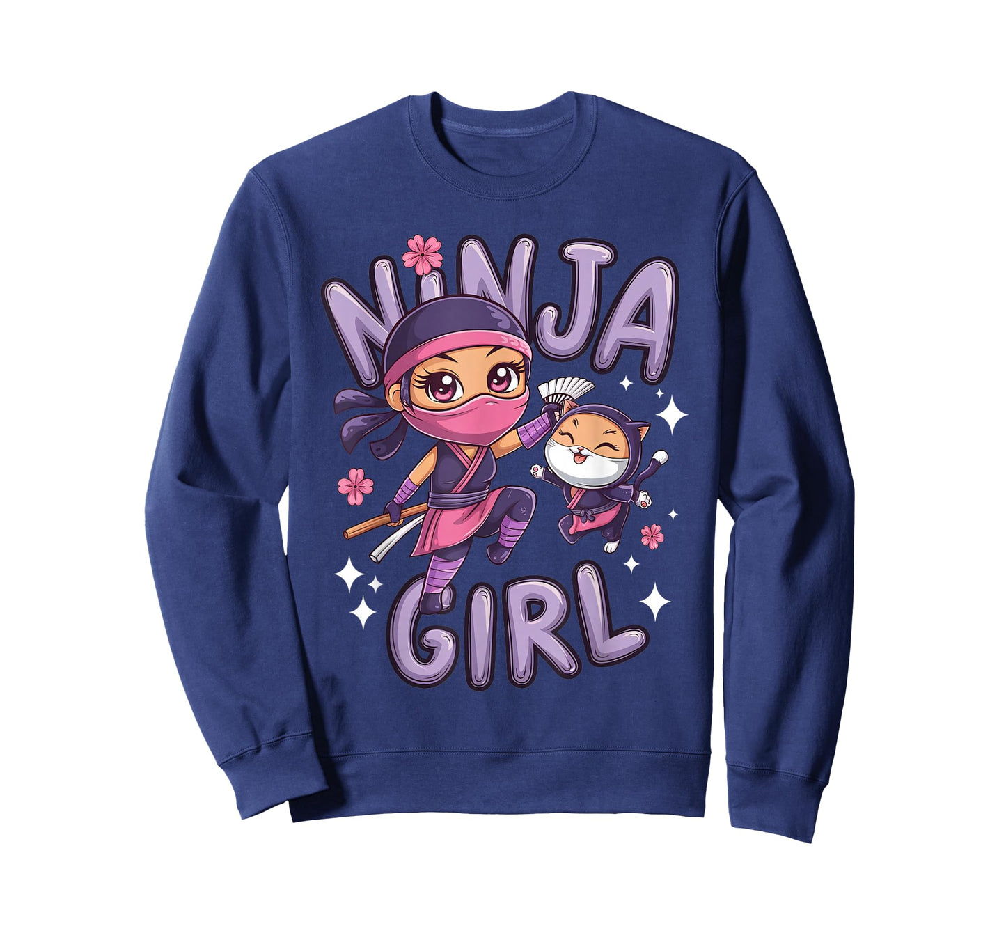 Ninja Girl Funny Birthday Party Ninjas Warrior Cat Lover Kid T-Shirt