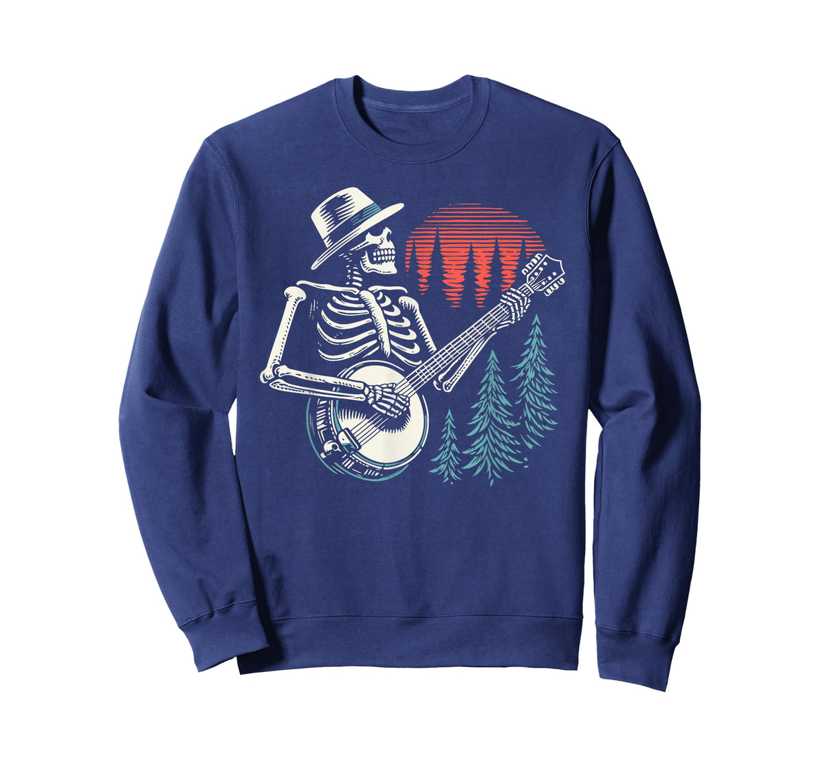 Minimalist Skeleton Skull Banjo Player T-Shirt