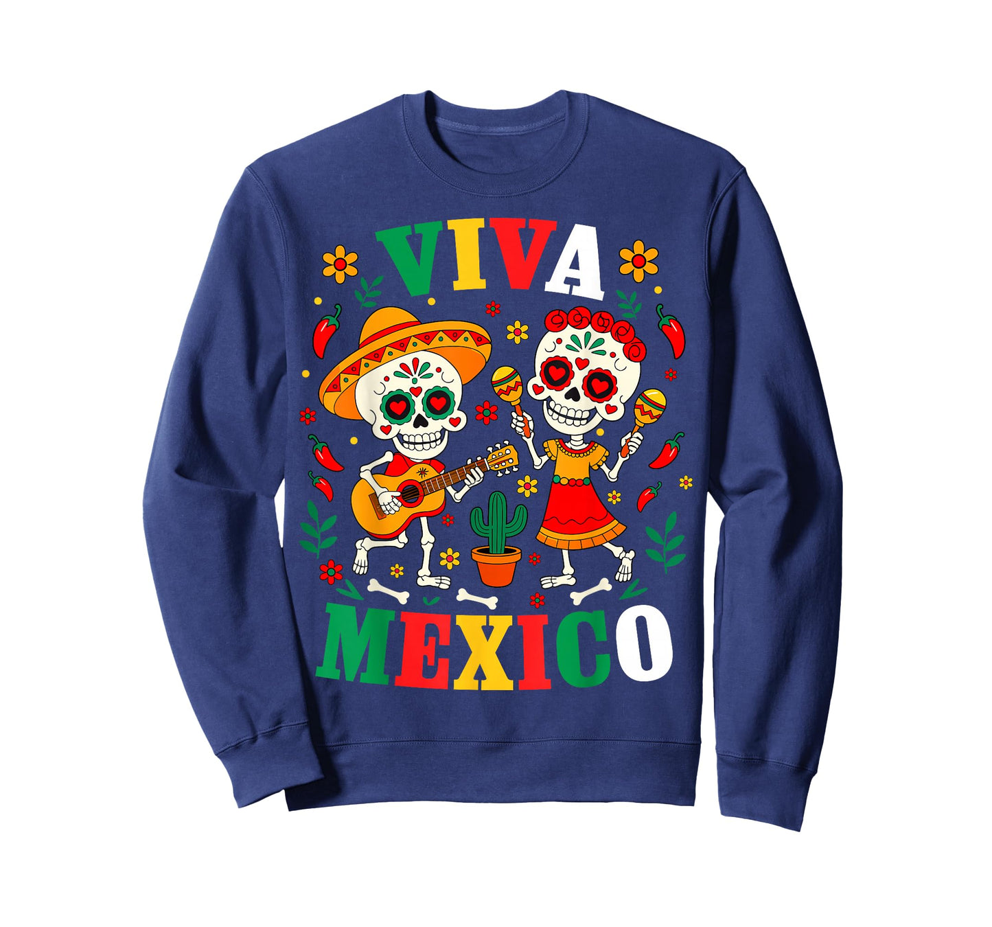 Viva Mexico Mexican Girl Boy Kids Skeleton Independence Day T-Shirt