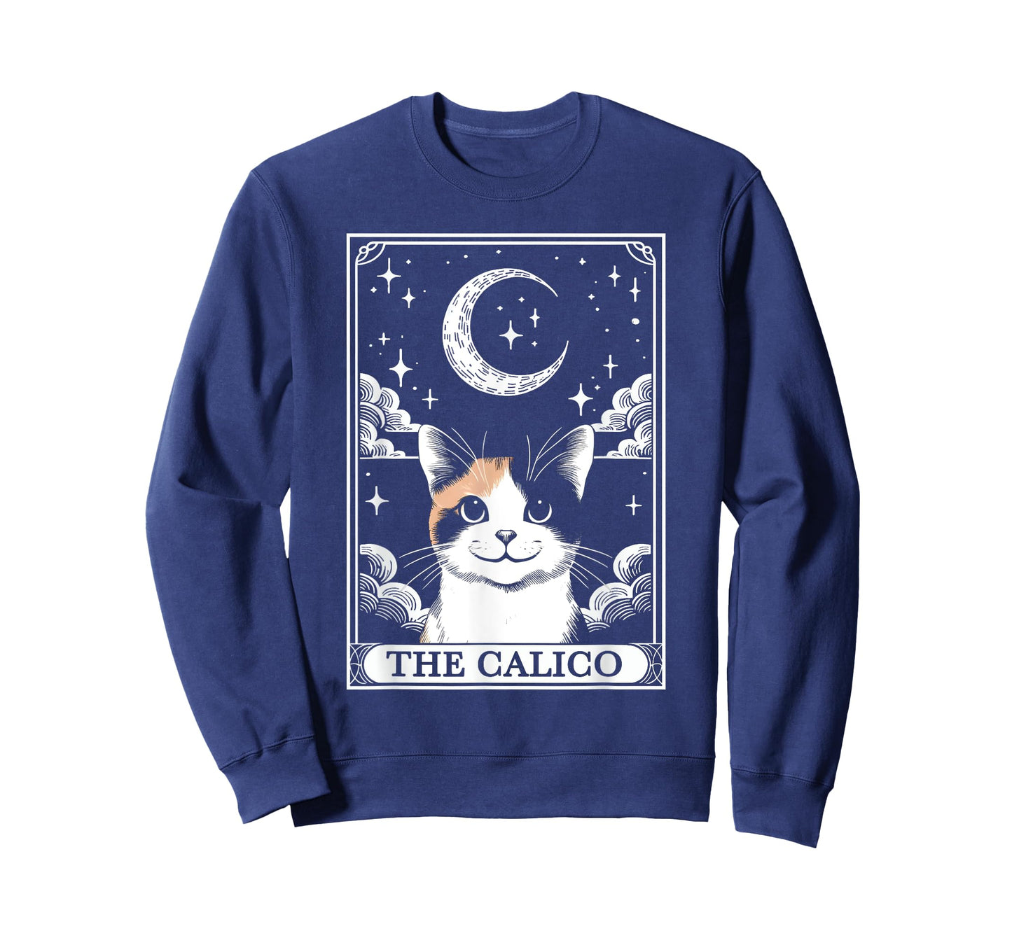 Tarot Card Vintage Crescent Moon Calico Cat Mom Cat Lovers T-Shirt for Men Women Kids