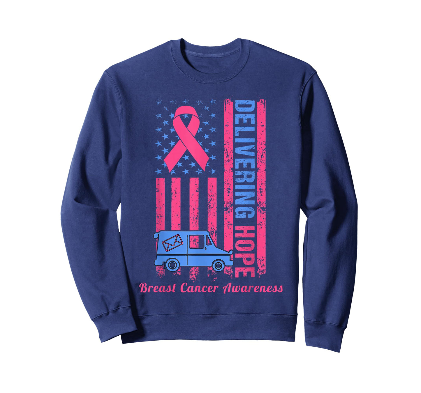 Postal Worker Breast Cancer Awareness US Flag Pink Ribbon T-Shirt