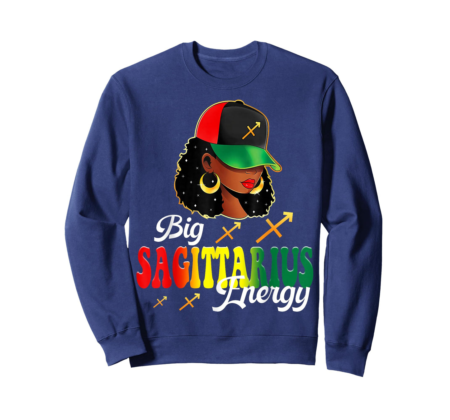 Big Sagittarius Energy Black Women Afro Girls Astrology T-Shirt