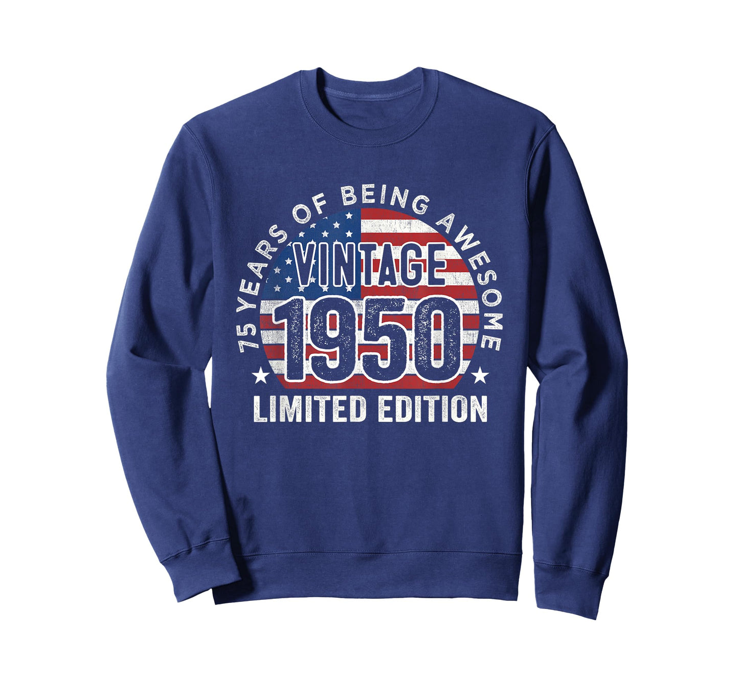 75th Birthday Gifts Men Vintage 1950 75 Years Old USA Flag T-Shirt