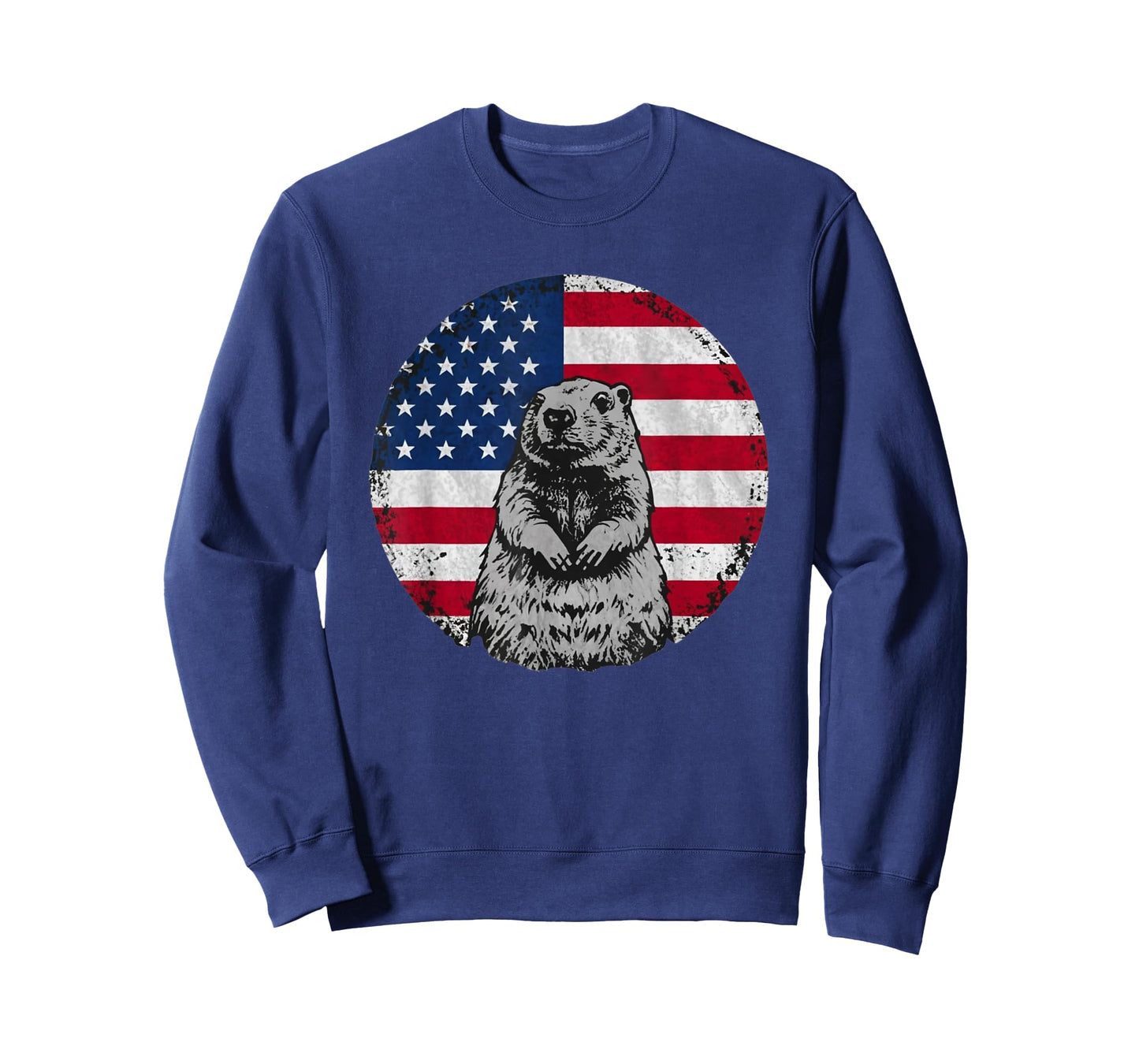 Cute Groundhog animal with American Flag T-Shirt