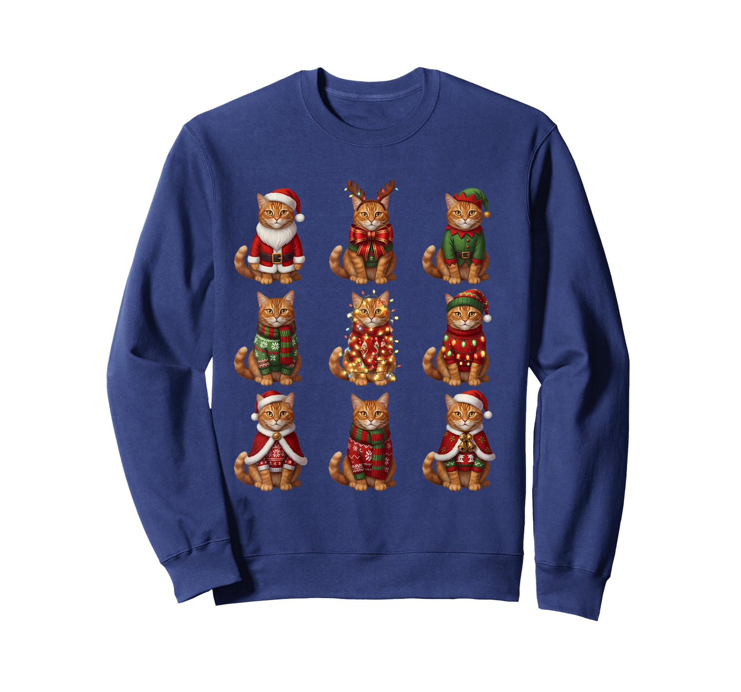Orange Tabby Cat Christmas Lights Funny Santa Holiday Cats T-Shirt