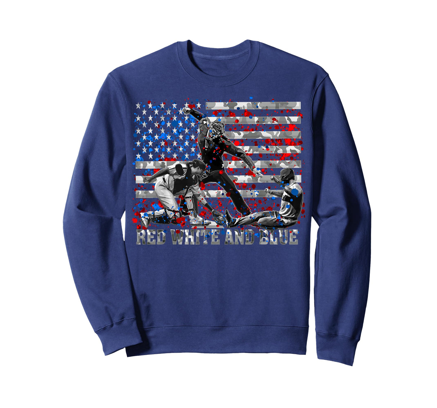 Mens American Flag Patriotic Funny Baseball Umpire Blue Gift T-Shirt