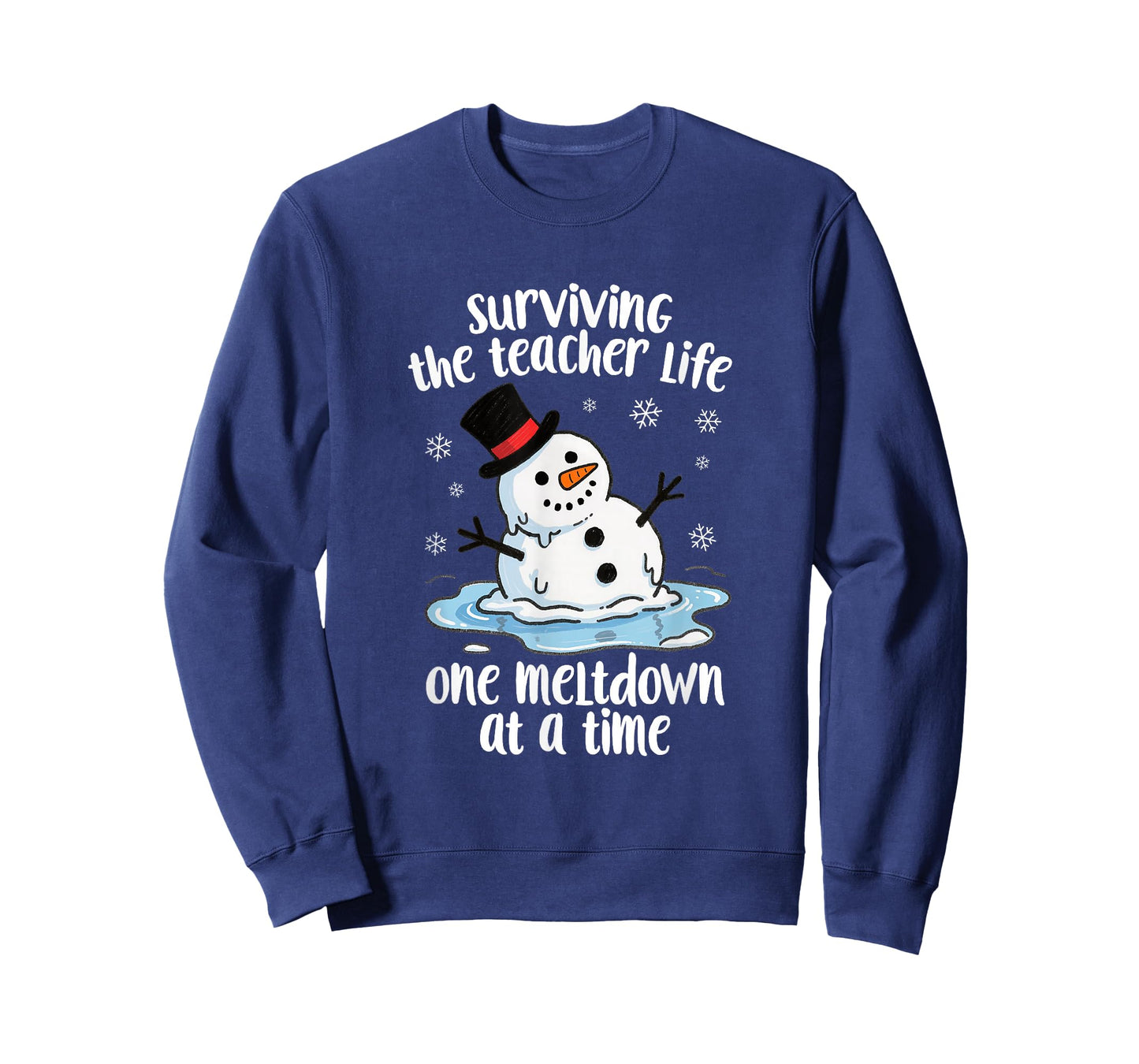 Surviving The Teacher Life Meltdown Snowman Christmas Humor T-Shirt