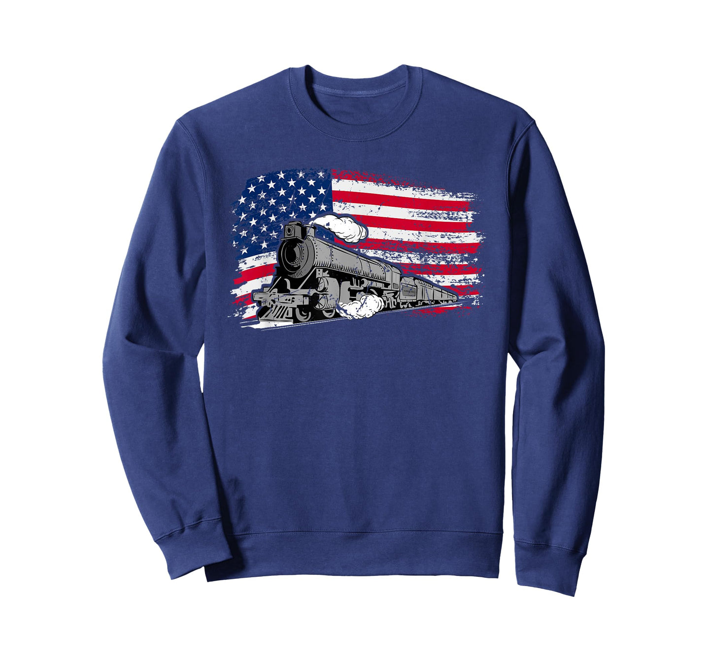 Patriotic Railway American Flag Locomotive Steam Train T-Shirt