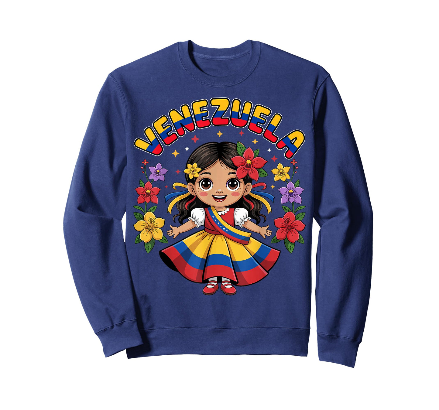 Cute Venezuela Girl Traditional Dress Colorful Art Kids T-Shirt