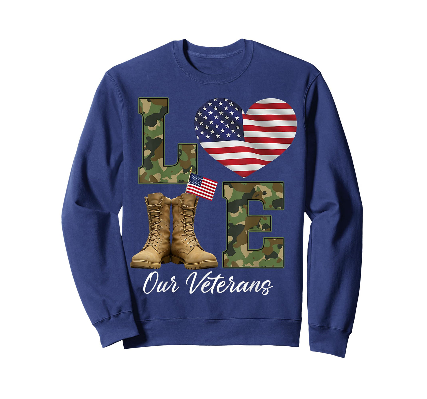 Love Our Veterans Day Proud Military American Flag Thank You T-Shirt