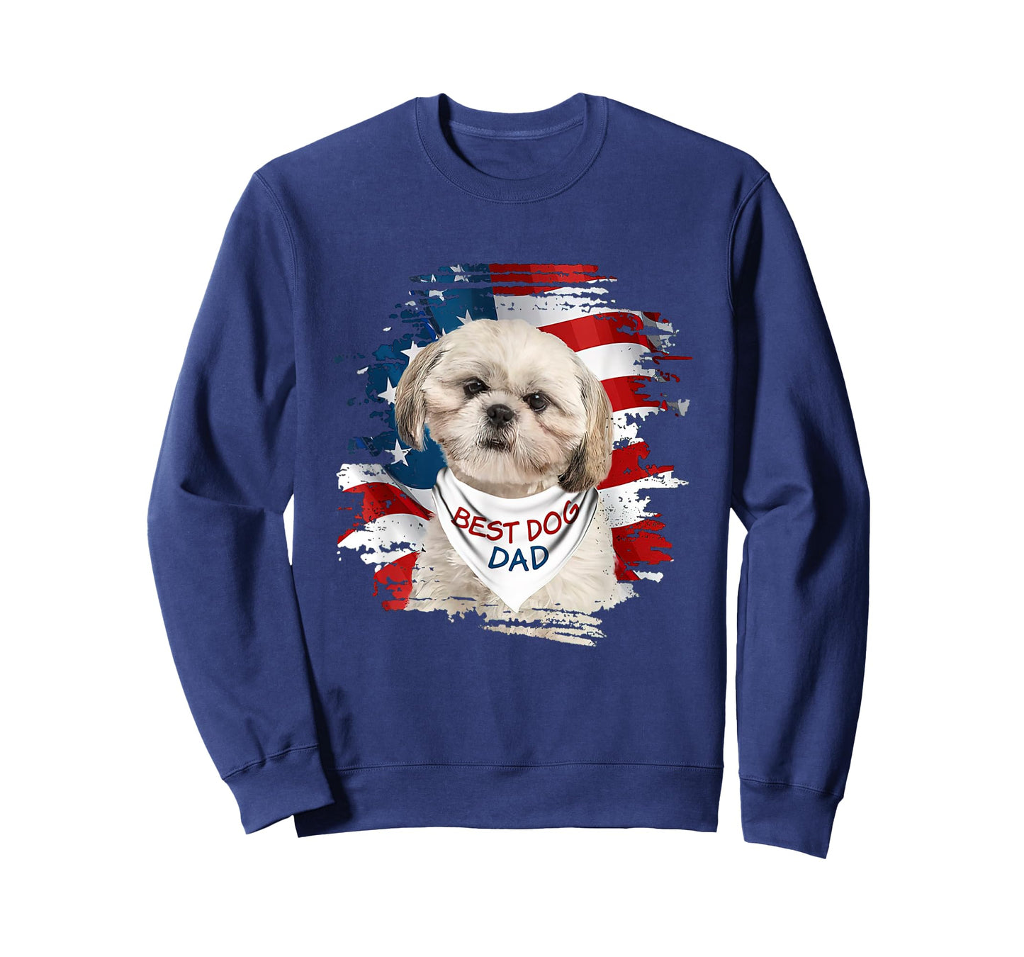 Best Shih Tzu Dad Ever American Flag Dog Father's Day Women Men T-Shirt