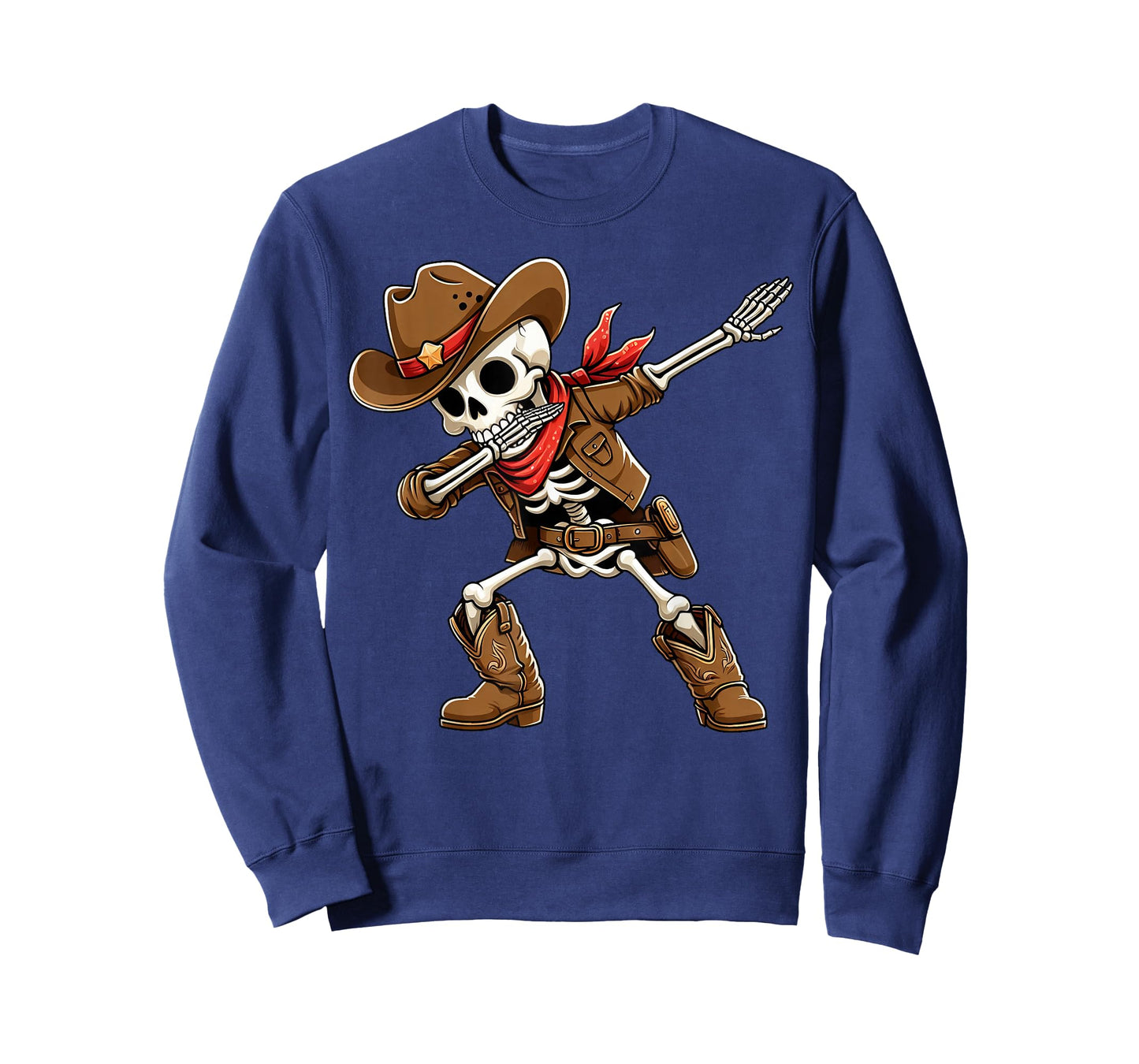 Funny Dabbing Skeleton Cowboy Halloween Costume Kids Boys T-Shirt