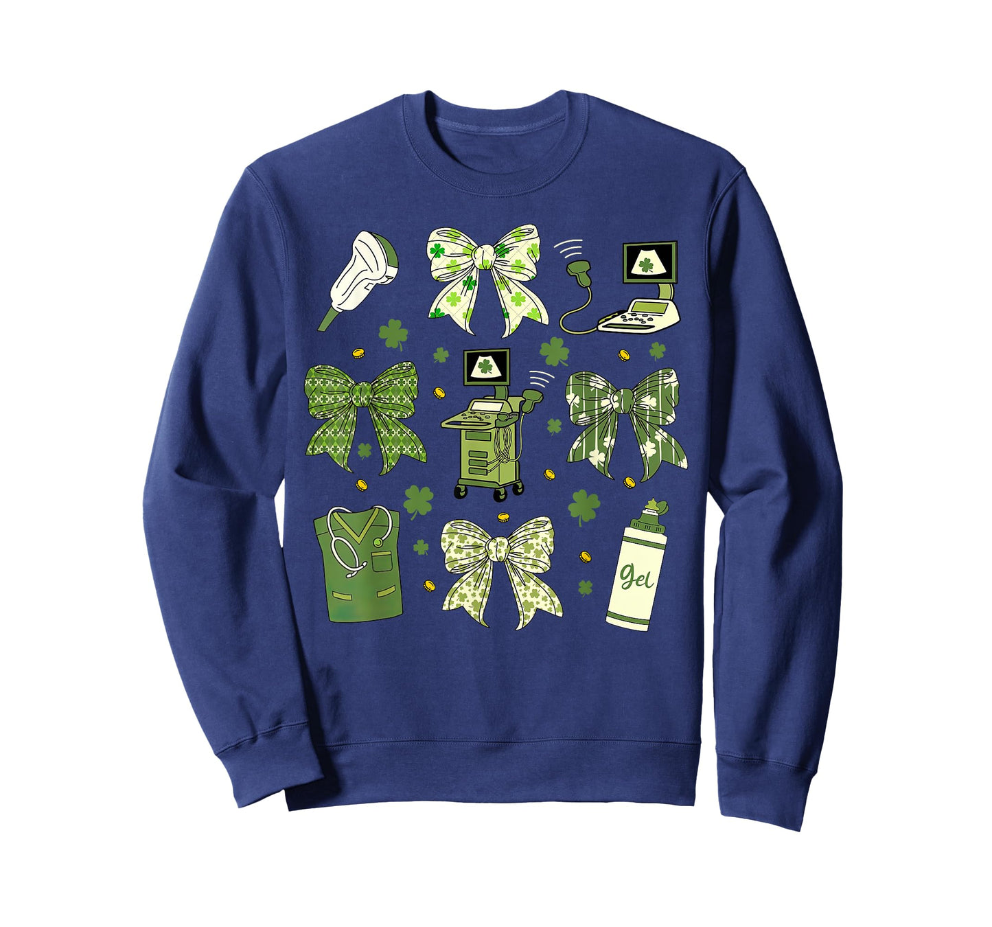 Coquette Bow Sonographer St Patrick's Day Ultrasound Tech OB T-Shirt