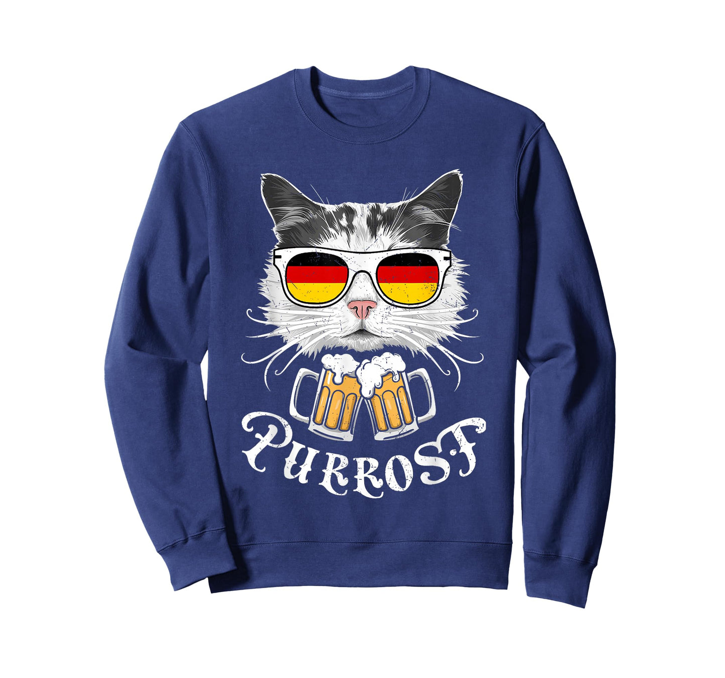 Funny Oktoberfest Cat Kitty Bavarian Drinking Beer Purrost T-Shirt
