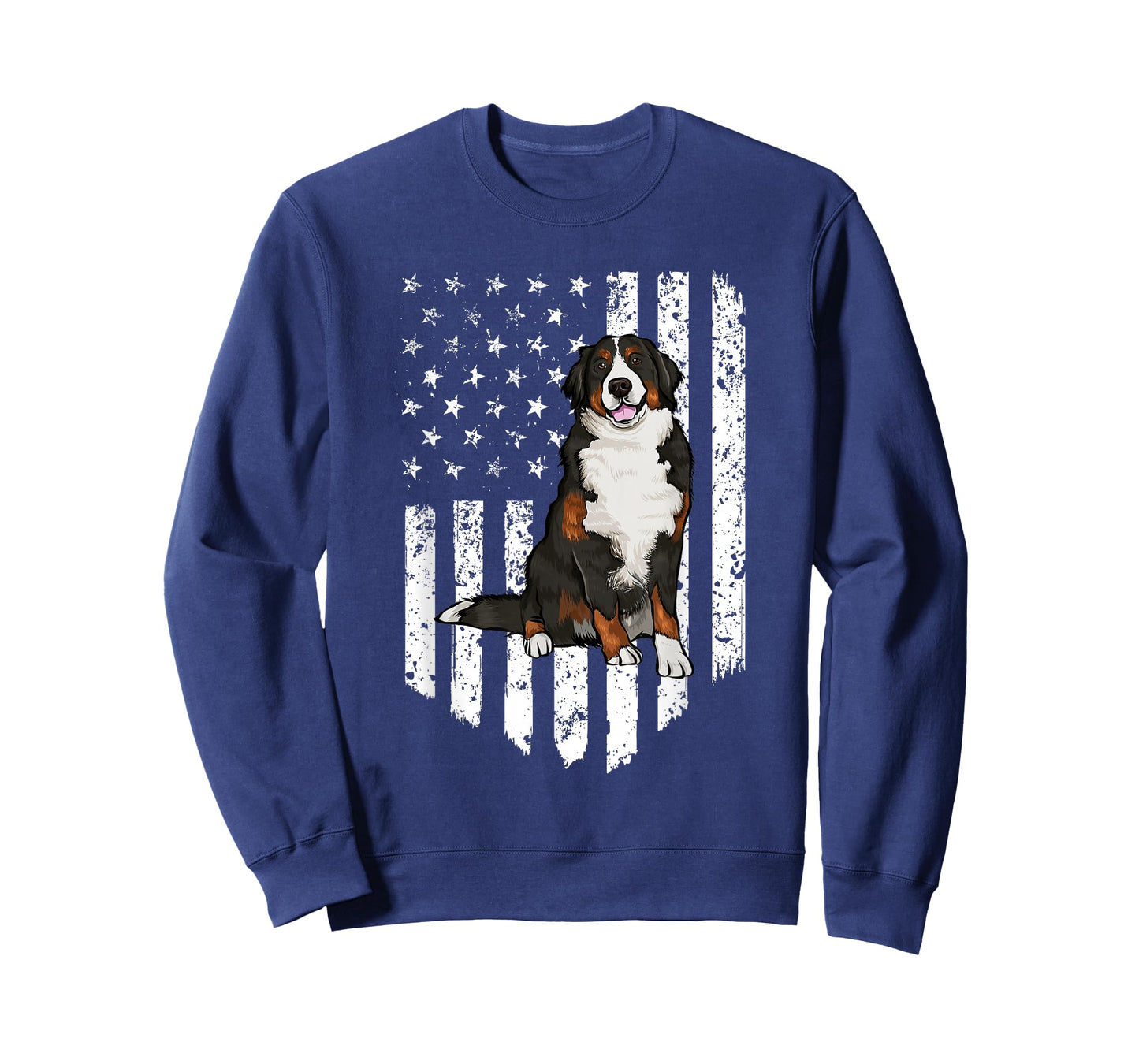 Black White American Flag Bernese Mountain Dog 4th Of July T-Shirt