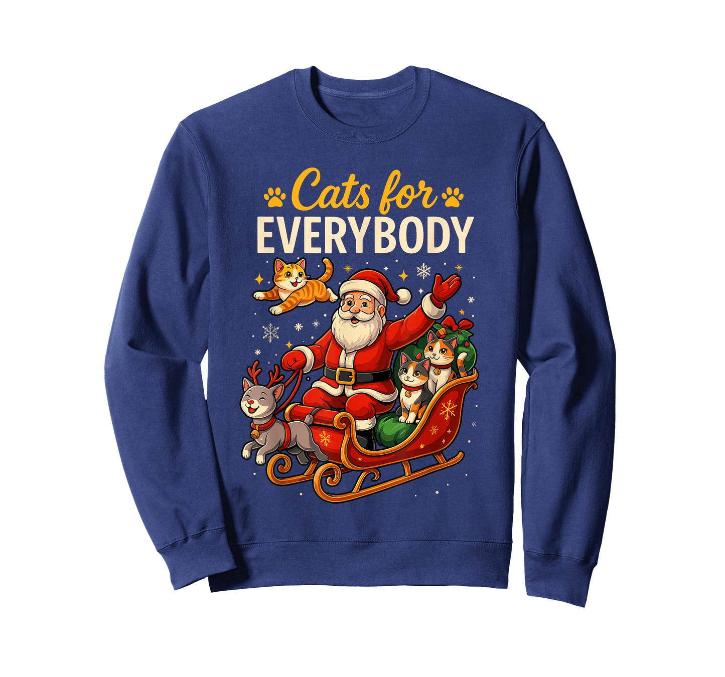 Cats for Everybody Christmas Shirt Men, Funny Santa Cat Dad T-Shirt