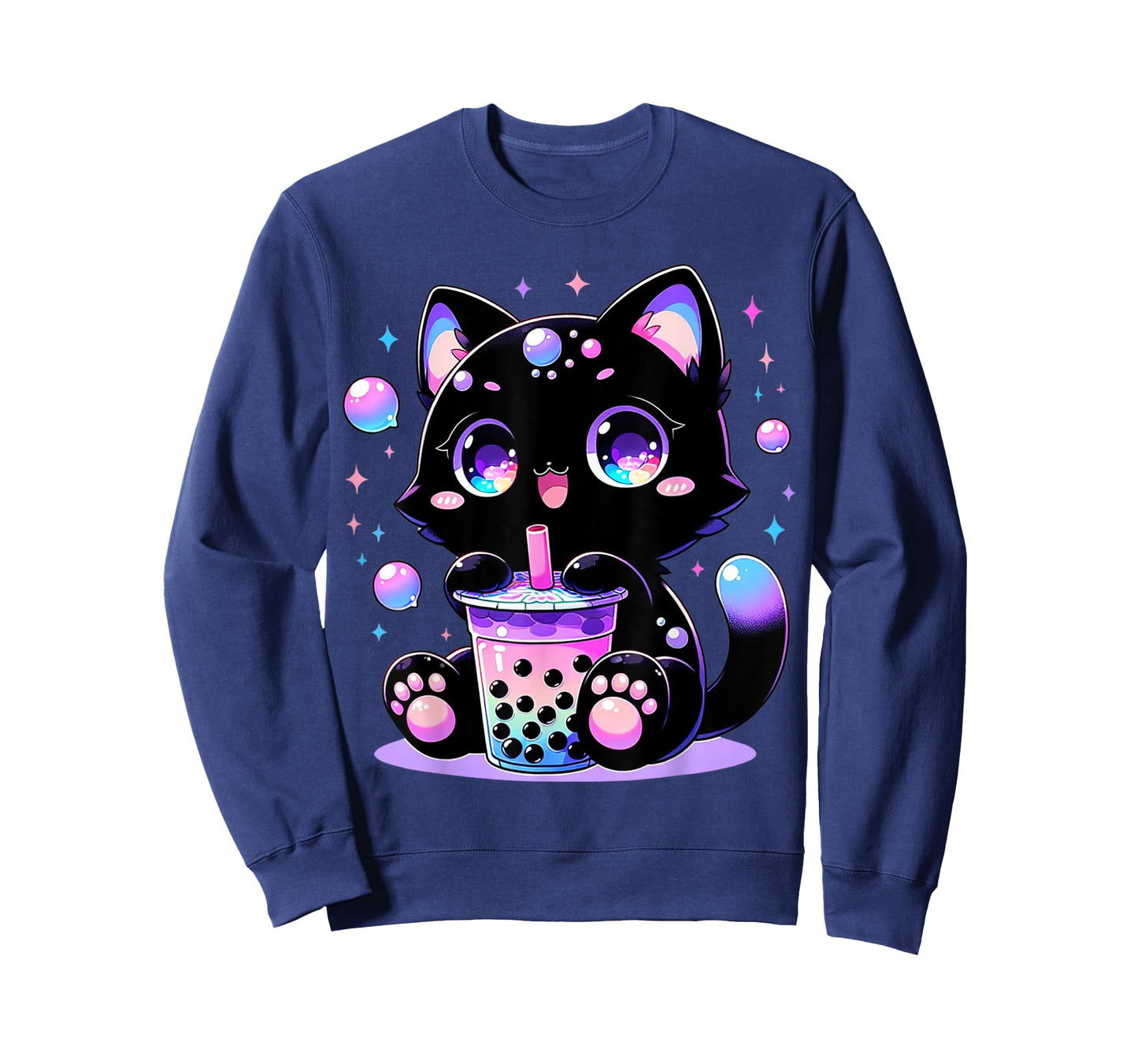 Kawaii Bubble Tea Cat Pastel Goth Boba Tea T-Shirt for Men Women Kids