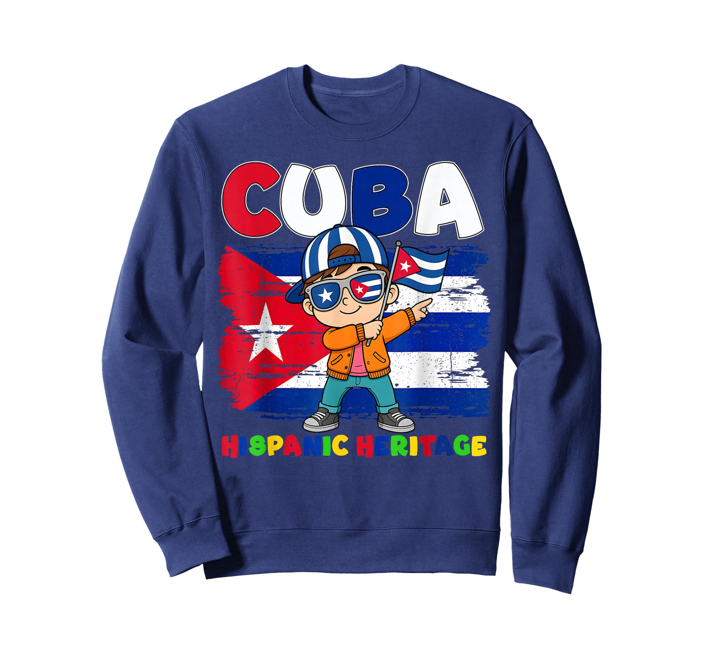 Hispanic Heritage Month Cuban Flag Cuba Dabbing Boy Kid T-Shirt