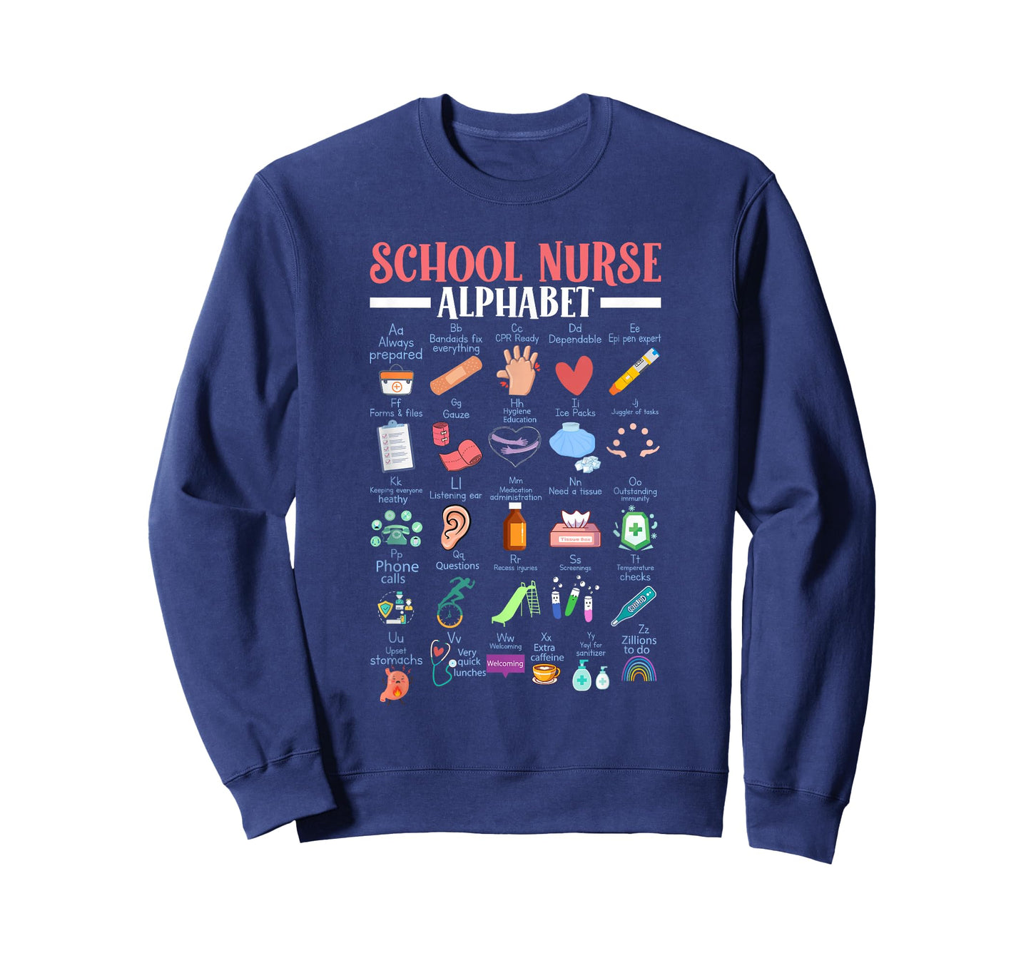 ABC School Nurse Alphabet Student Teacher Health Worker T-Shirt