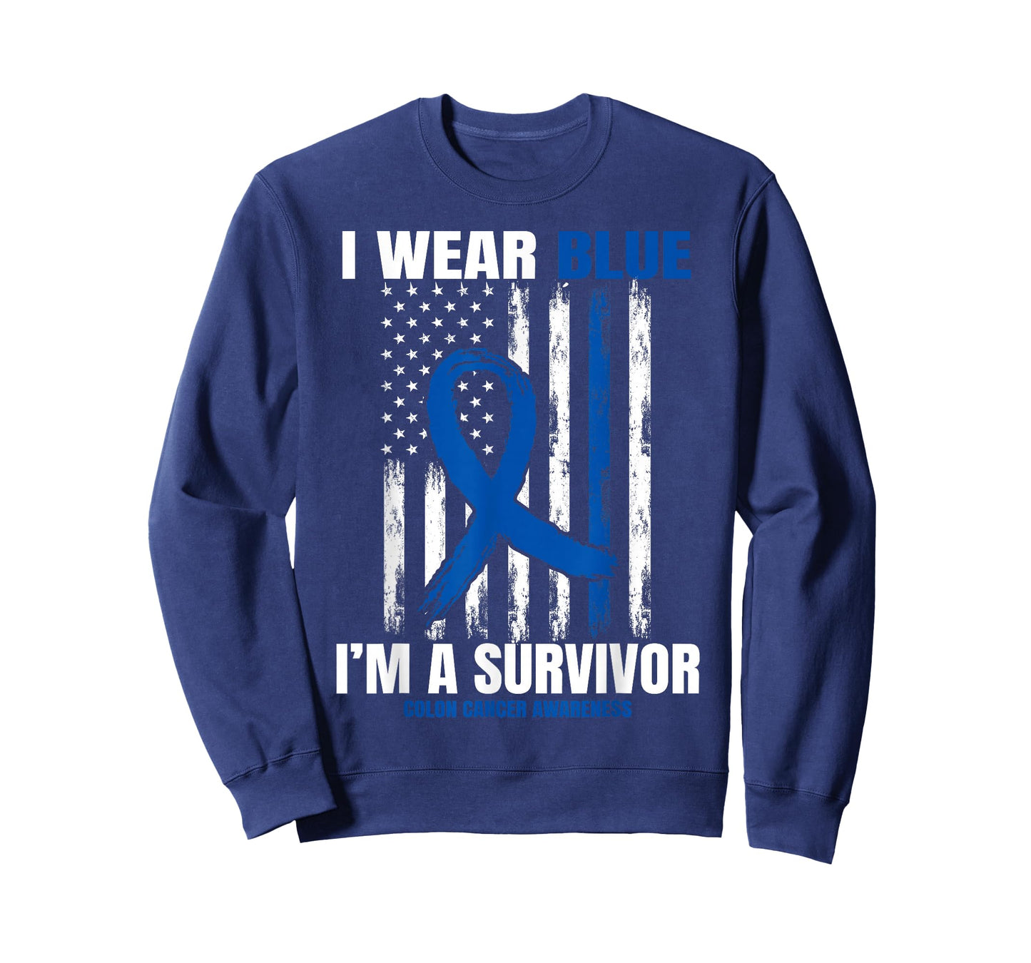 Blue Colon Cancer Survivor Gifts Women Men Flag Cancer Free T-Shirt