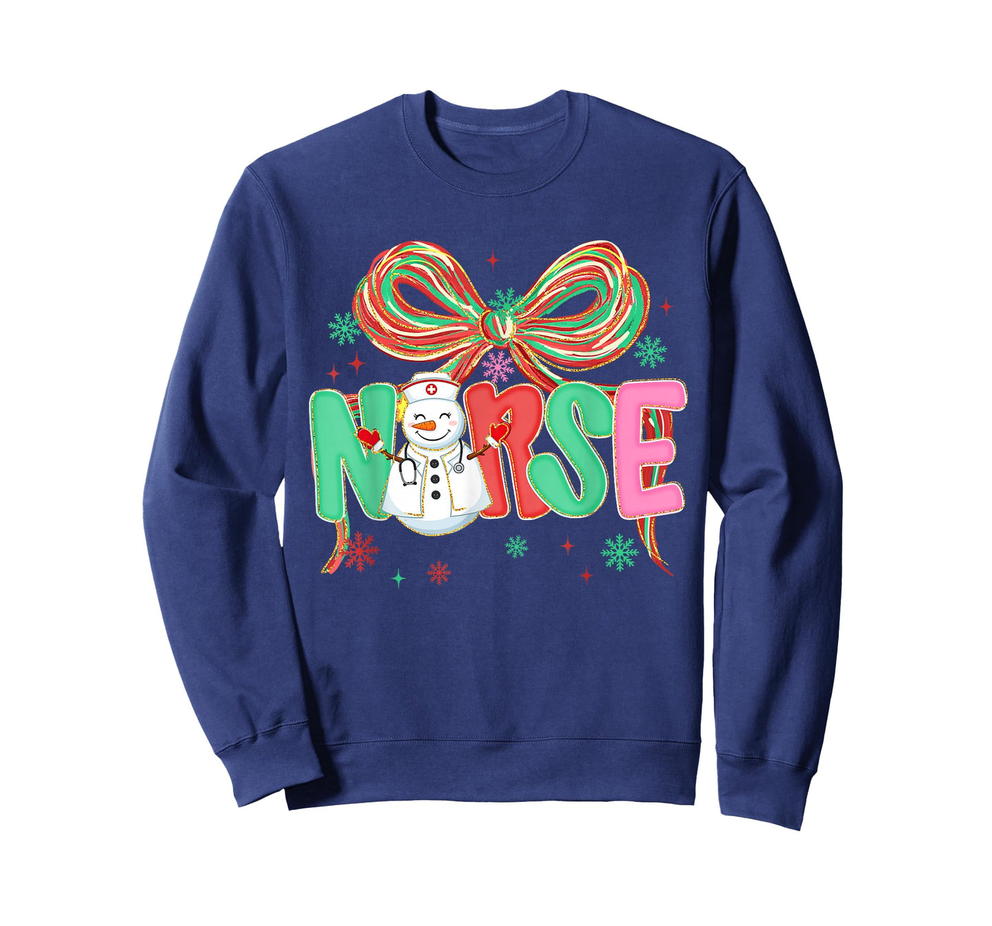 Christmas Nurse Coquette Bow Snowman Nursing Xmas Holiday T-Shirt