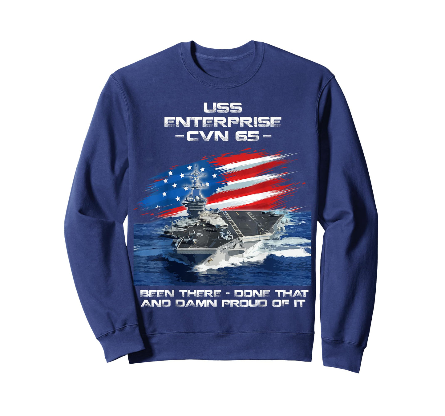 USS Enterprise CVN 65 Aircraft Carrier Veteran USA Flag Xmas T-Shirt