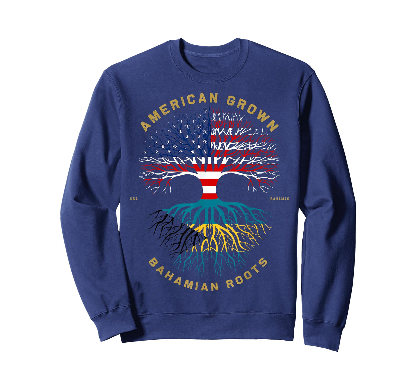 American Grown With Bahamian Roots Tree USA Flag Gifts T-Shirt
