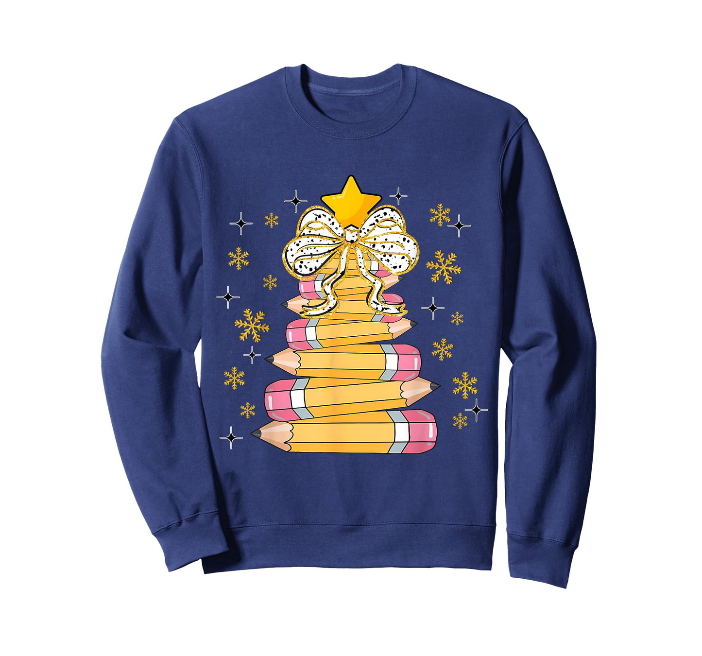 Christmas Pencil Tree Teacher Crayon Tree Light Students T-Shirt