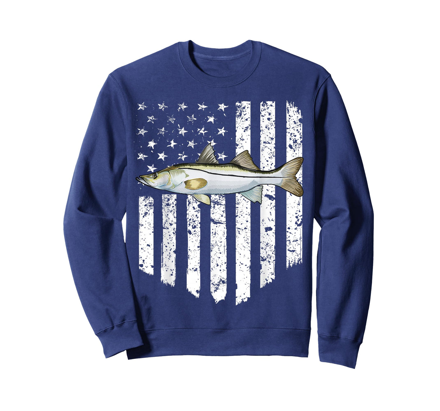 Black White American Flag Snook 4th Of July Fish T-Shirt