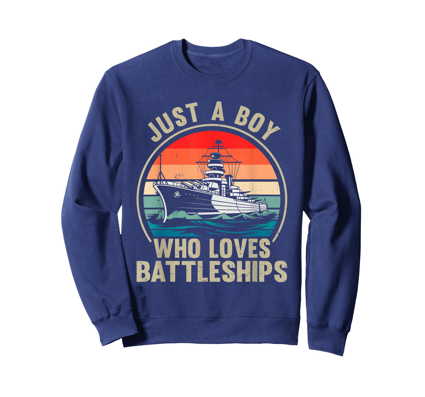 Just A Boy Who Loves Battleships Vintage Patriotic Military T-Shirt