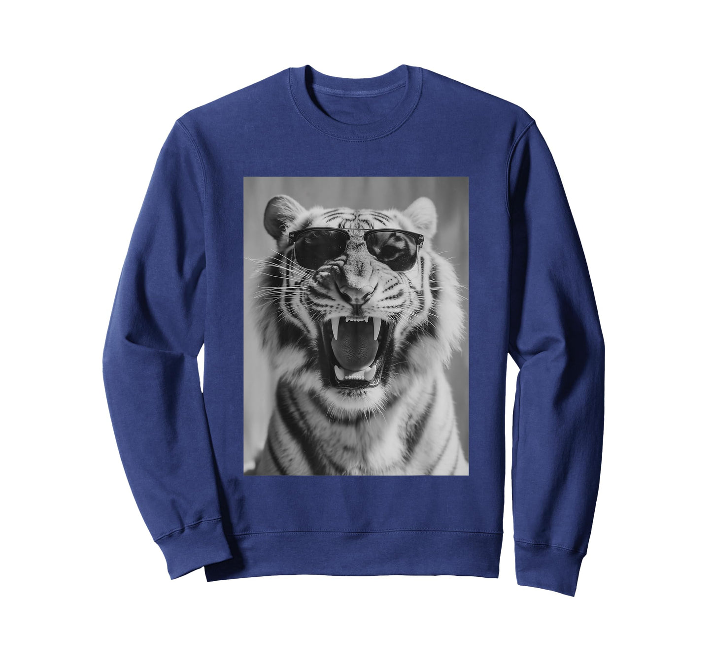 Roaring Tiger with Sunglasses Stylish Feline Animal Photo T-Shirt