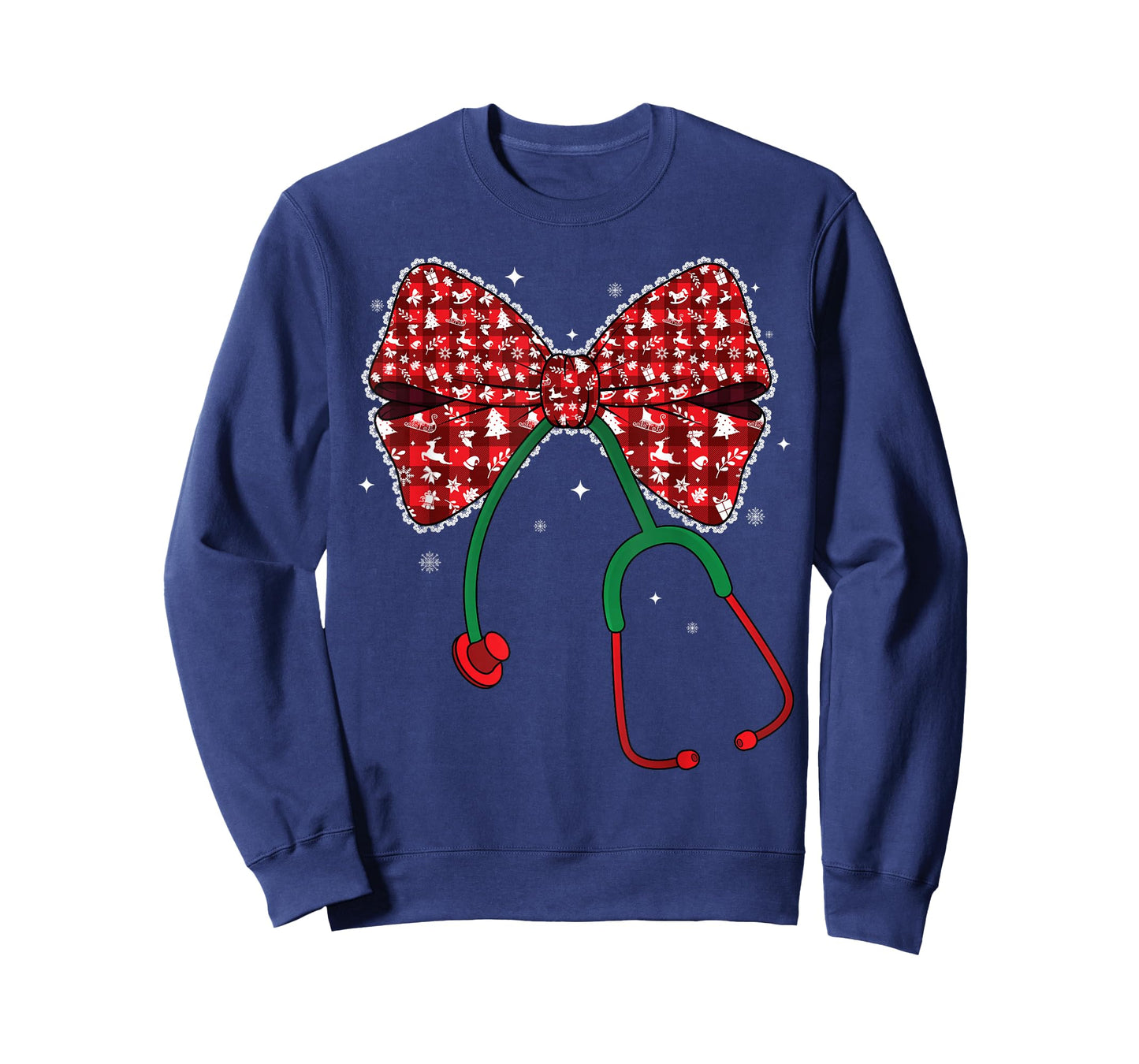 Christmas Nurse Plaid Coquette Bow Nursing Stethoscope Xmas T-Shirt