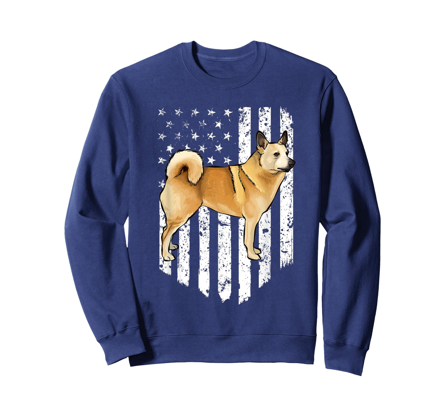 Black White American Flag Norwegian Buhund 4th Of July USA T-Shirt