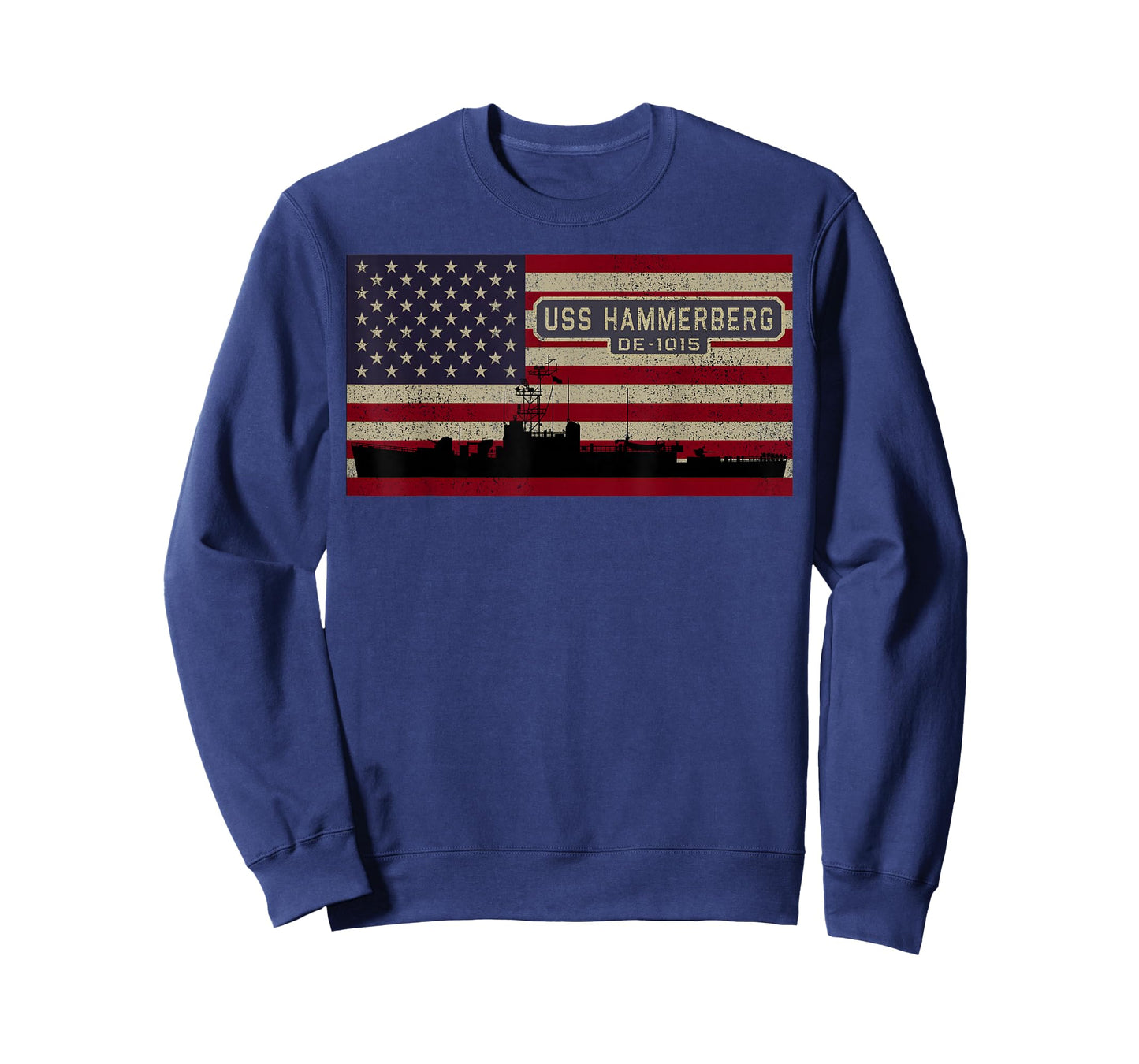 USS Hammerberg DE-1015 Ship Diagram American Flag T-Shirt