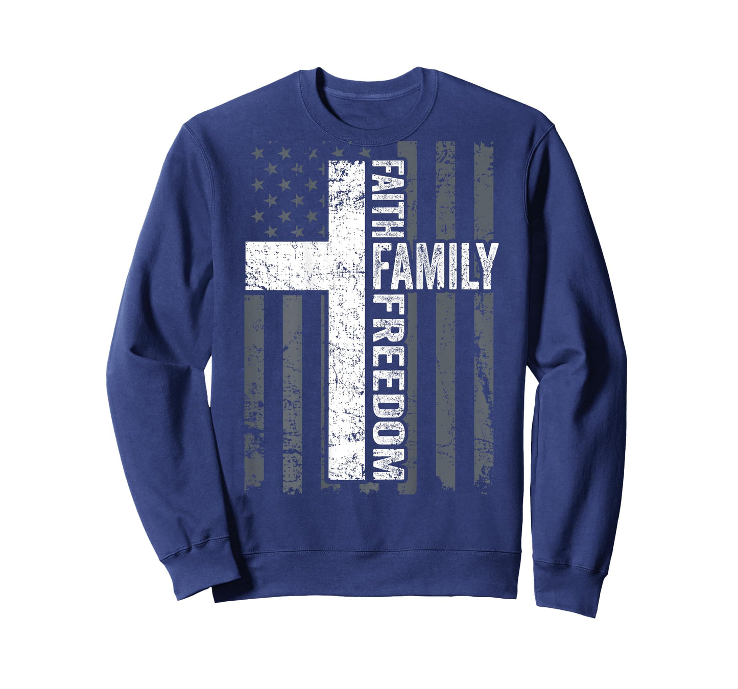 Faith Family & Freedom - Christian USA Cross Flag -ON Back T-Shirt