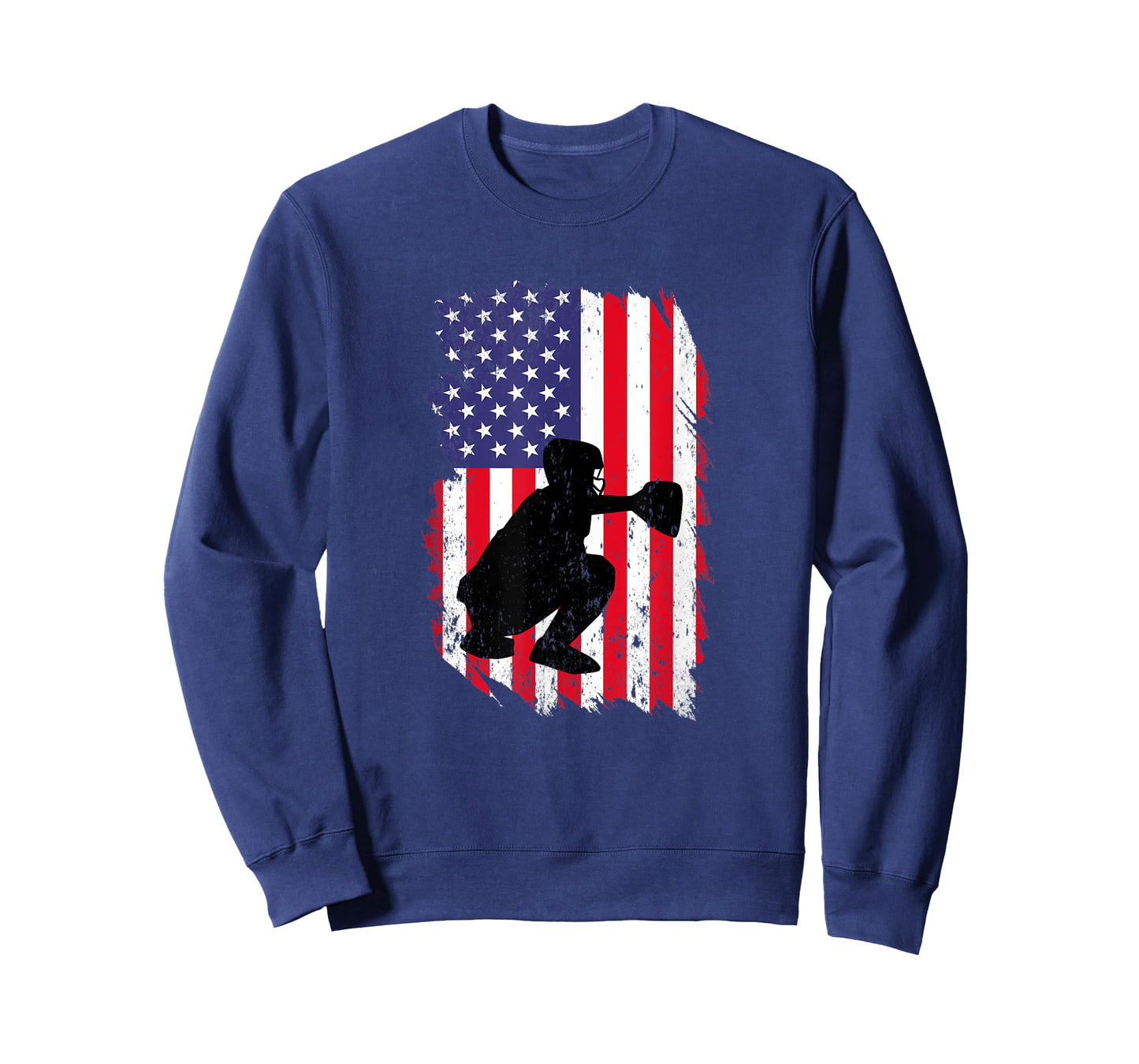 Baseball Catchers Gear Sports American Flag T-Shirt for Women Kids Men