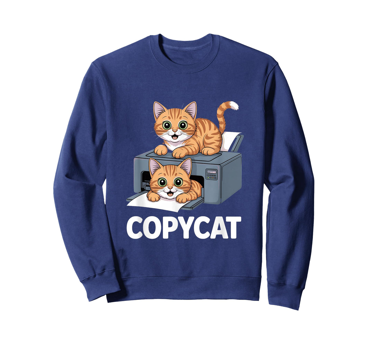 Funny Copycat Printer Cat Cartoon Graphic T-Shirt