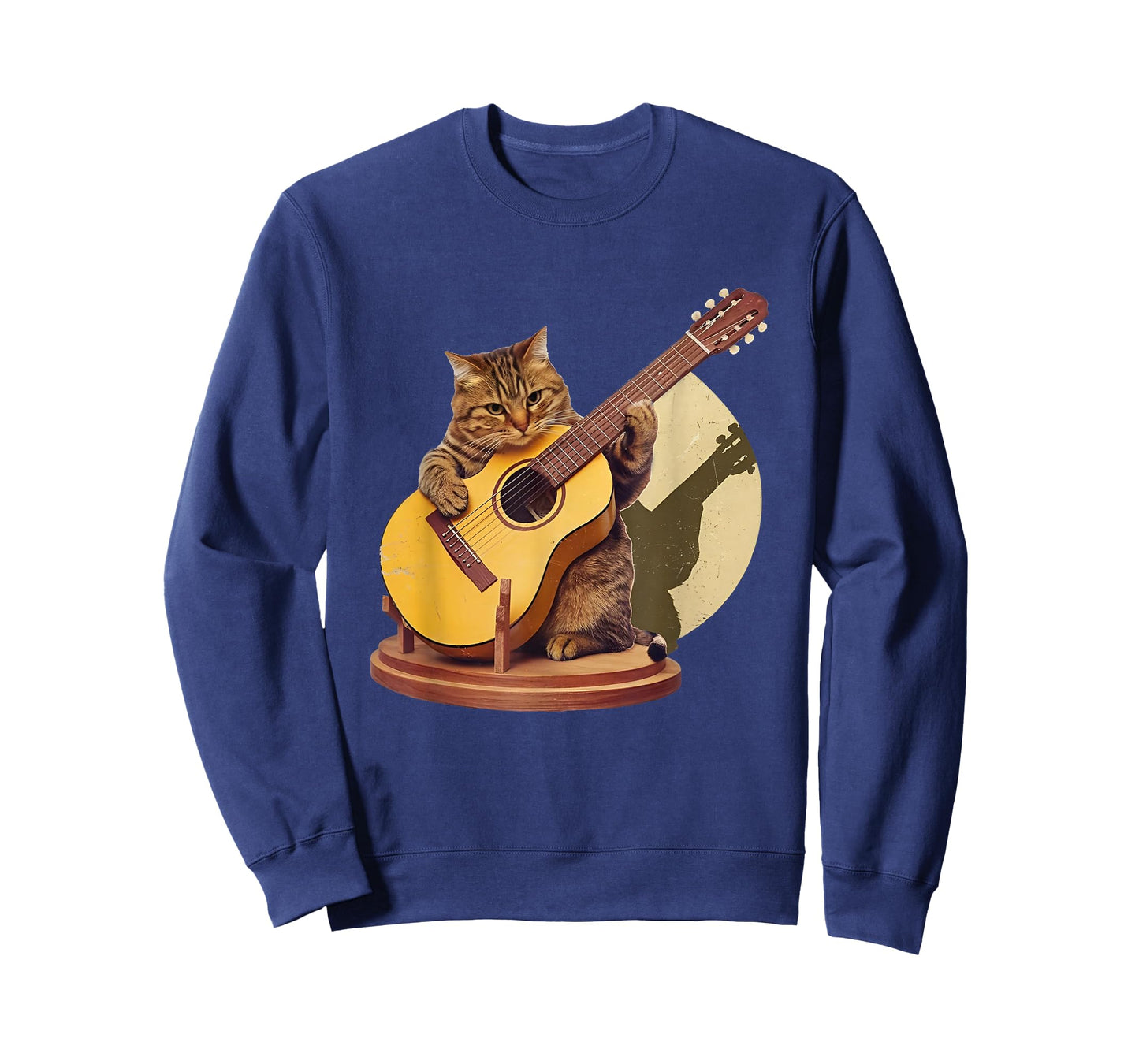 Retro Cat Playing Acoustic Guitar For Music and Cat Lovers T-Shirt