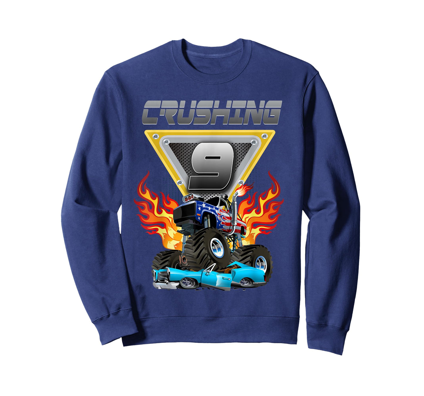 Monster Truck Crushing 9 - Nine Year Old Kid Birthday T-Shirt