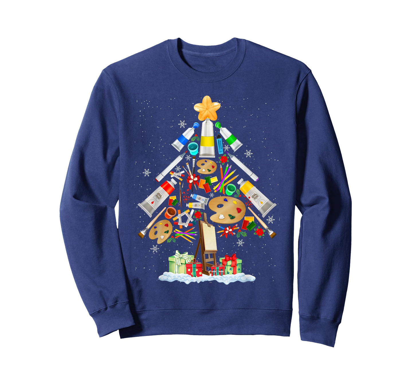 Art Christmas Tree Merry Christmas Artist Art Teacher T-Shirt