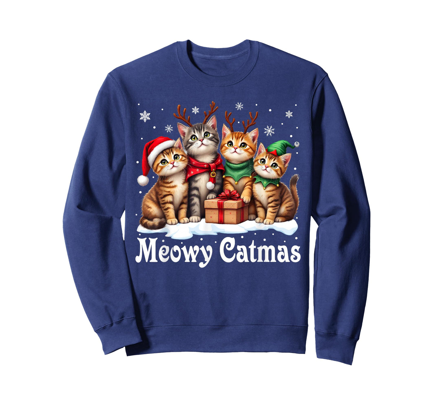 Cat Cats Christmas Pajamas Men Women Boys Girls Meowy Catmas T-Shirt