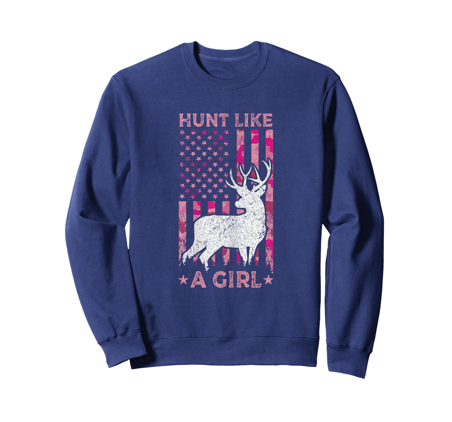 Pink Camo USA Flag Patriotic Deer Hunting Hunt Like A Girl T-Shirt