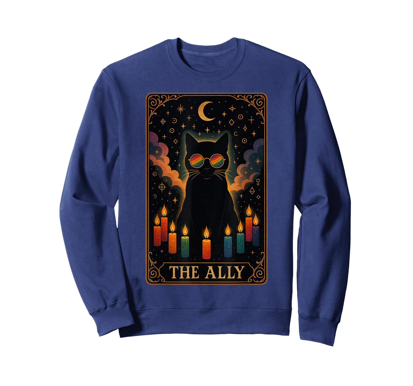 Funny Ally Cat Tarot Card Pride Sunglasses Gay Pride LGBTQ T-Shirt