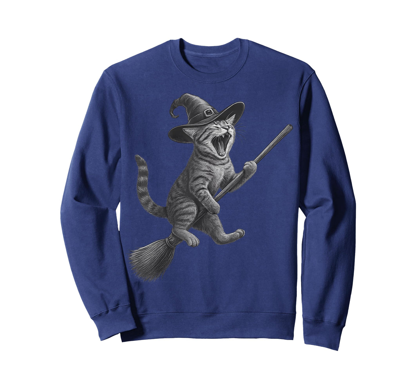 Cat Playing Witch Broomstick Funny Hat Witch Cat T-Shirt