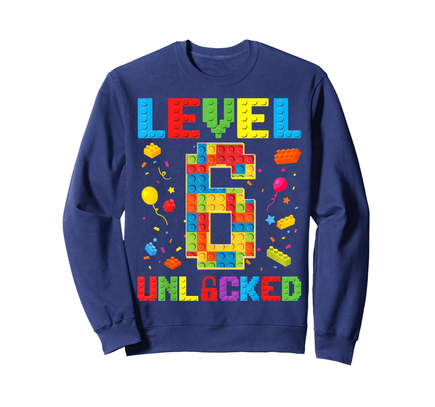 Level 6 Unlocked 6th Birthday Boy Master Builder Blocks T-Shirt