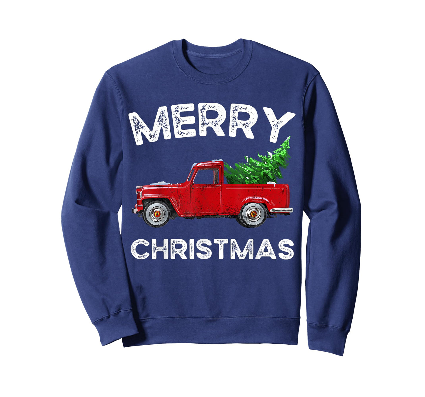 Red Vintage Wagon Tree Vacation Gift Red Truck Christmas T-Shirt