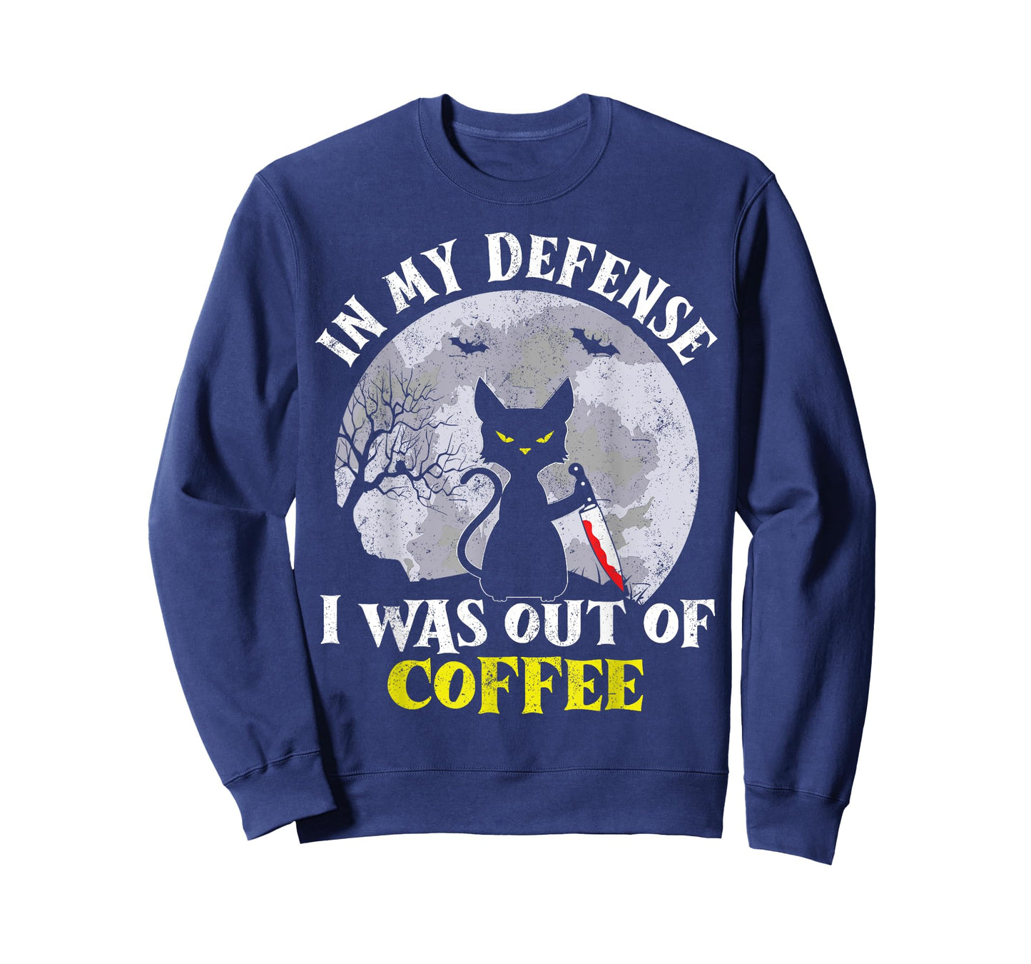 Funny In My Defense Cat Knife Halloween Moon Coffee Men's T-Shirt