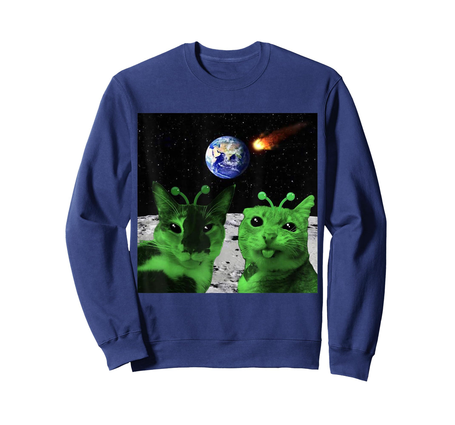 Cat Meme Alien Green Cat Selfie UFO Funny Space Kitty Gift T-Shirt