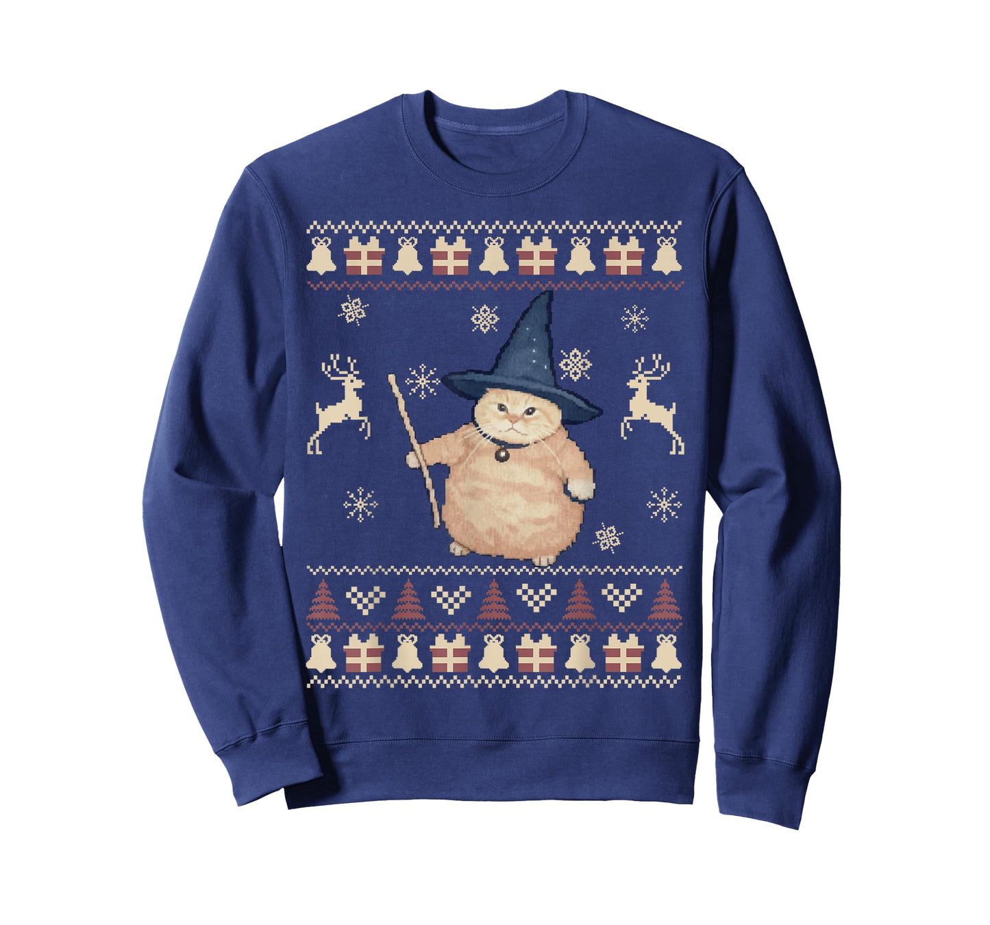 Wizard Cat Funny Halloween Christmas Ugly Sweater Silly Cat T-Shirt